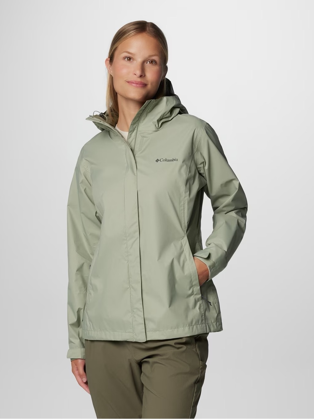 Columbia Arcadia II Women’s Medium Safari Green Waterproof Rain Jacket NWOT
